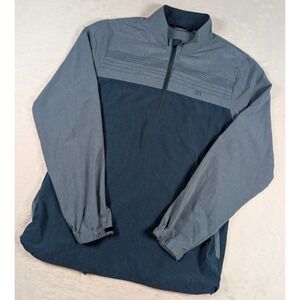 Travis Mathew Vandenburg Polo Jacket Mens M/L Blue‎ Color Blocked 1/2 Zip FLAW